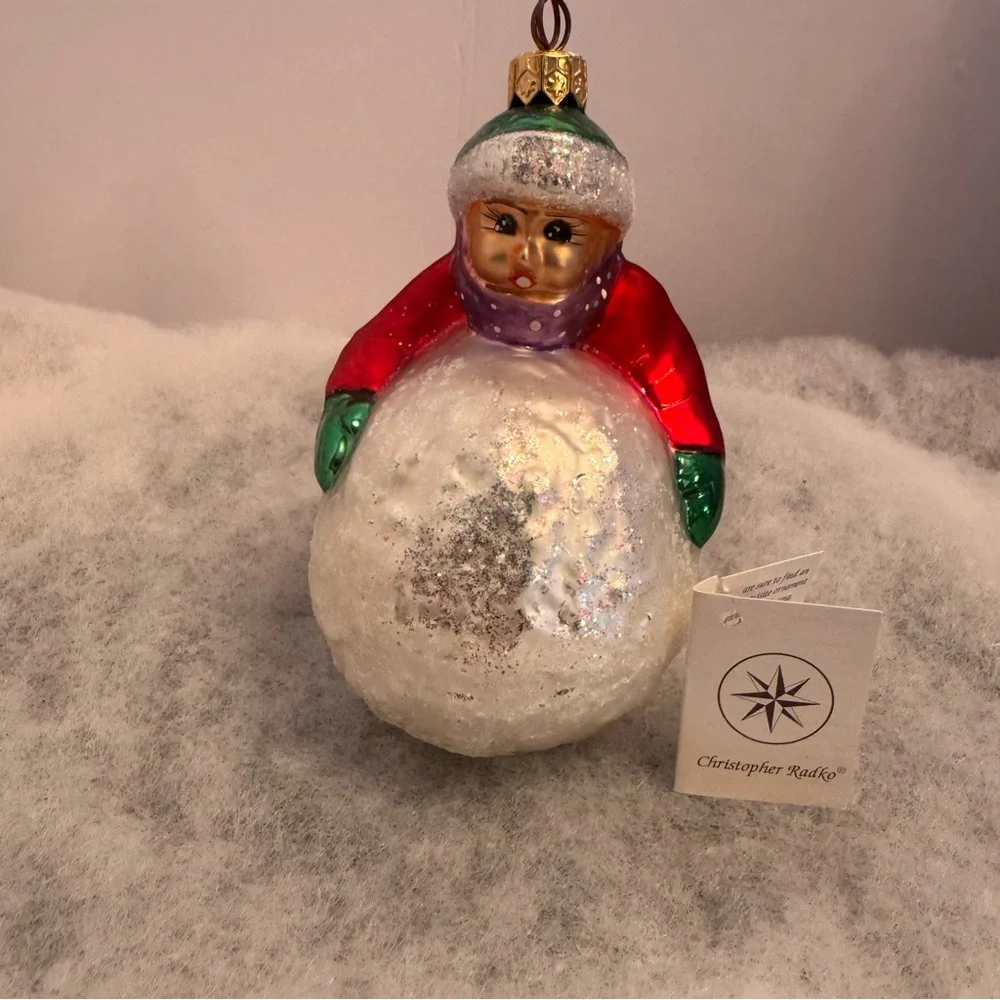 Christopher Radko Snowballin Kid‎ Red Shirt Christmas Ornament